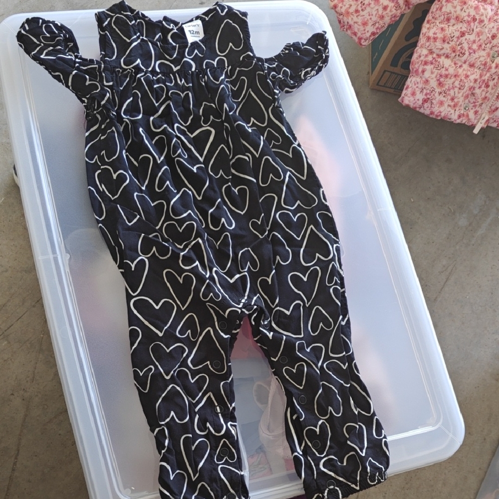 Carter's Black Heart Print Kids Romper